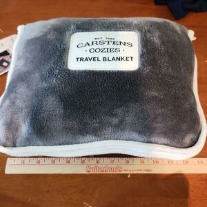 Carstens Cozies Travel Blanket Gray Fuzzy Soft Trips Car Airplane